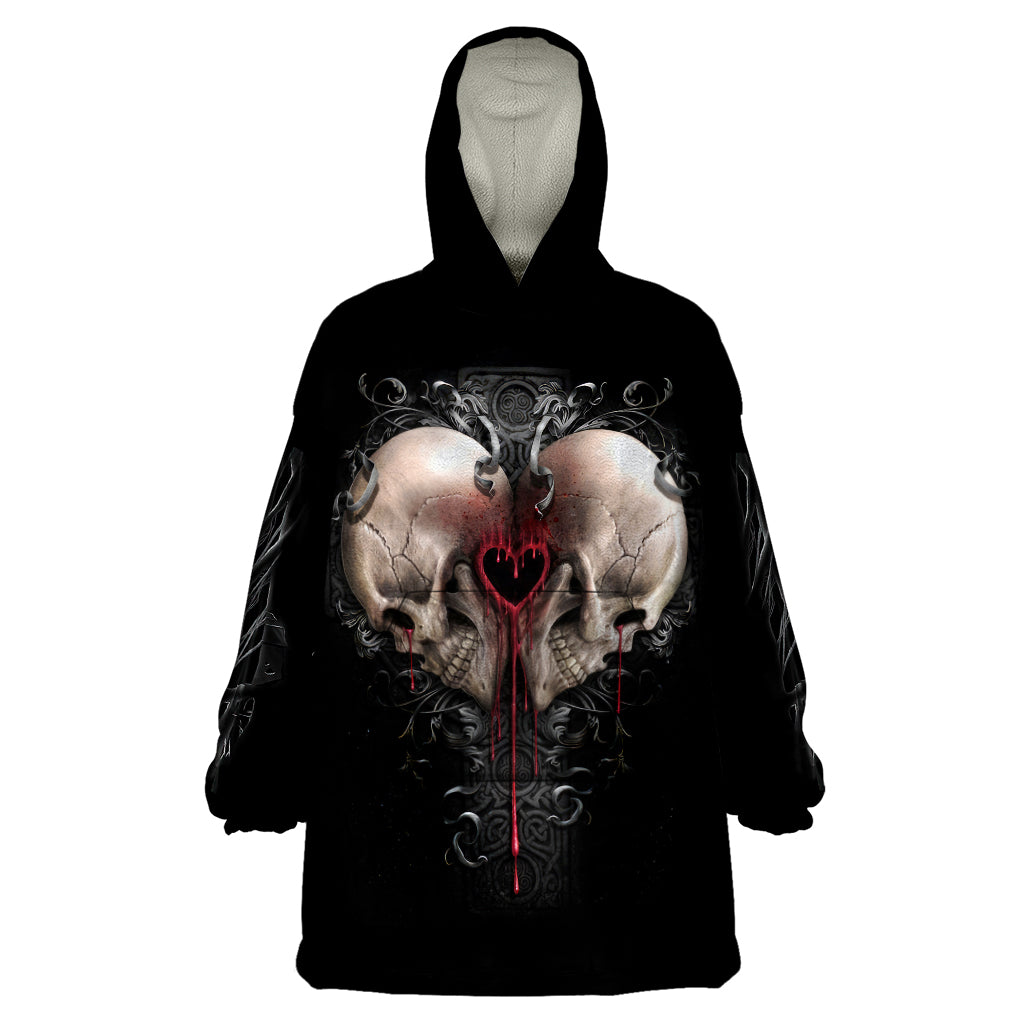 Reaper Heart Wearable Blanket Hoodie Eternal Embrace - Uniting Souls in the Realm of Skulls DT01