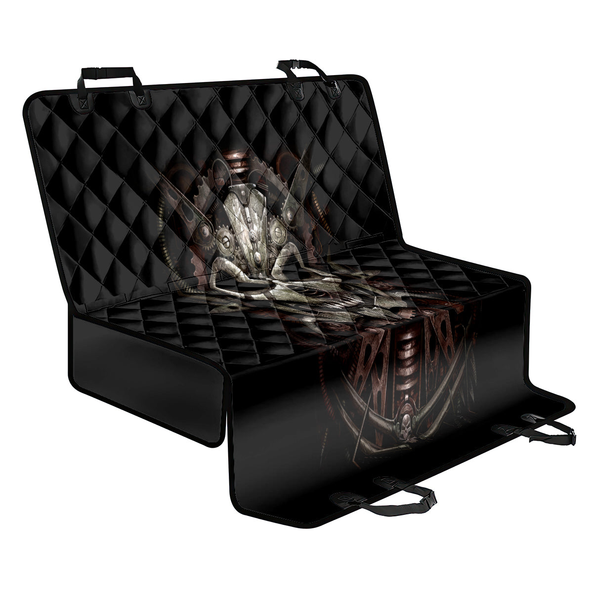 Unveiling the Mechanical Skull Back Car Seat Cover Cybernetic Enigma - Wonder Print Shop