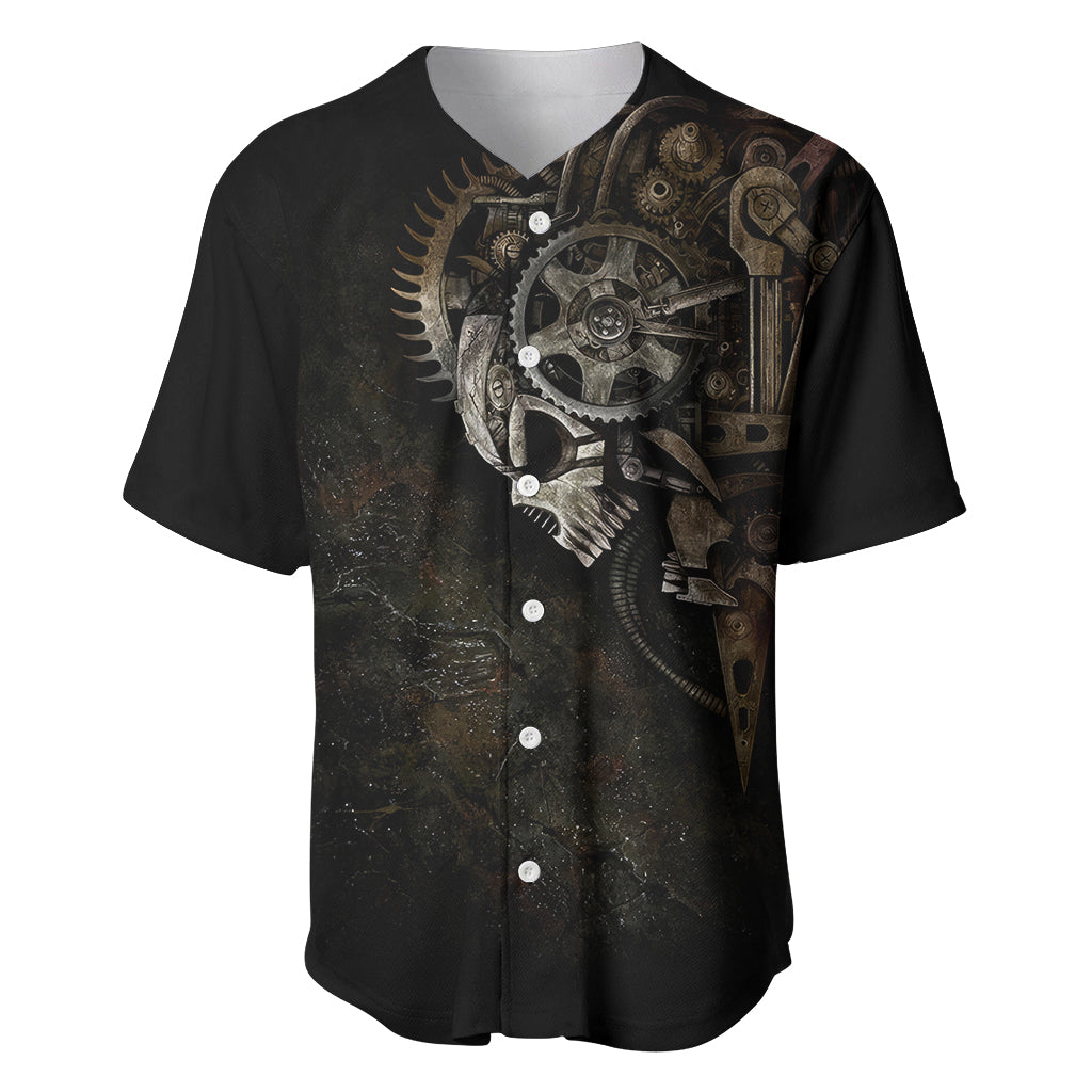 Unveiling the Mechanical Skull Baseball Jersey Cybernetic Enigma - Wonder Print Shop