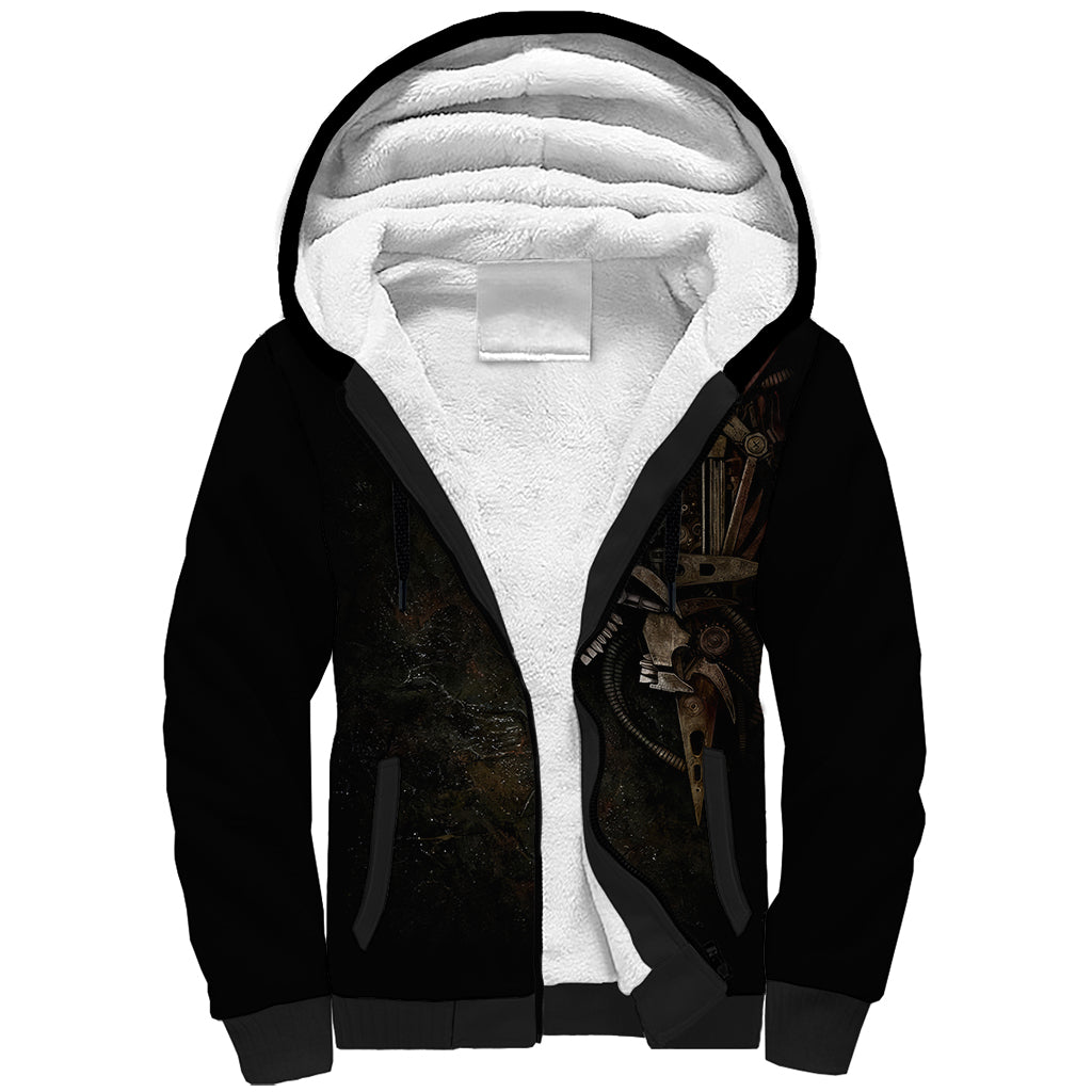 Unveiling the Mechanical Skull Sherpa Hoodie Cybernetic Enigma DT01