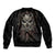 Unveiling the Mechanical Skull Sleeve Zip Bomber Jacket Cybernetic Enigma DT01