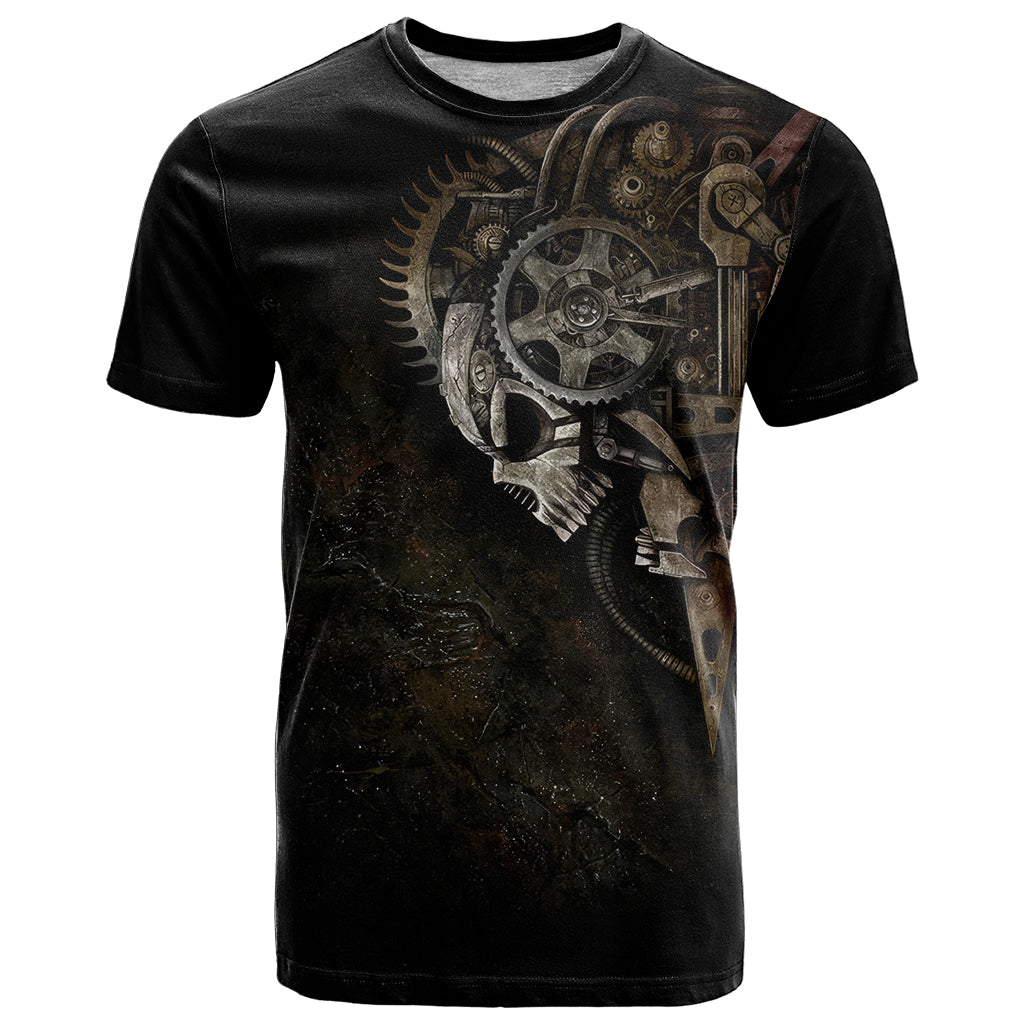 Unveiling the Mechanical Skull T Shirt Cybernetic Enigma DT01