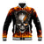 Metal Skull Baseball Jacket Infernal Chains in Fiery Abyss - Wonder Print Shop