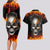 Metal Skull Couples Matching Long Sleeve Bodycon Dress and Hawaiian Shirt Infernal Chains in Fiery Abyss - Wonder Print Shop