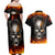 Metal Skull Couples Matching Off Shoulder Maxi Dress and Hawaiian Shirt Infernal Chains in Fiery Abyss - Wonder Print Shop