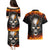 Metal Skull Couples Matching Puletasi Dress and Hawaiian Shirt Infernal Chains in Fiery Abyss - Wonder Print Shop