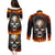 Metal Skull Couples Matching Puletasi Dress and Long Sleeve Button Shirts Infernal Chains in Fiery Abyss - Wonder Print Shop