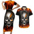 Metal Skull Couples Matching Short Sleeve Bodycon Dress and Hawaiian Shirt Infernal Chains in Fiery Abyss - Wonder Print Shop