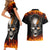 Metal Skull Couples Matching Short Sleeve Bodycon Dress and Hawaiian Shirt Infernal Chains in Fiery Abyss - Wonder Print Shop