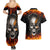 Metal Skull Couples Matching Summer Maxi Dress and Hawaiian Shirt Infernal Chains in Fiery Abyss - Wonder Print Shop