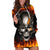 Metal Skull Hoodie Dress Infernal Chains in Fiery Abyss - Wonder Print Shop