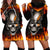 Metal Skull Hoodie Dress Infernal Chains in Fiery Abyss - Wonder Print Shop