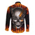 Metal Skull Long Sleeve Button Shirt Infernal Chains in Fiery Abyss - Wonder Print Shop