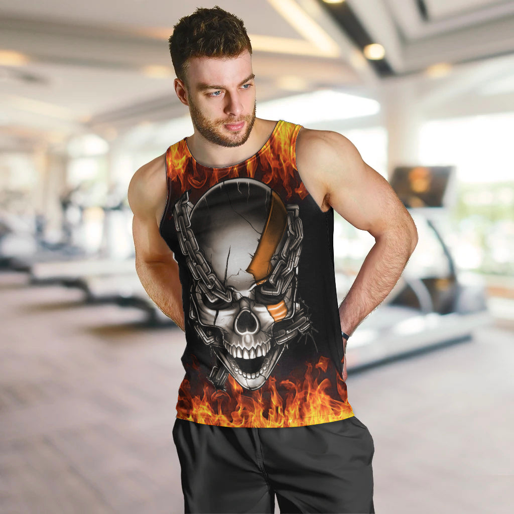 Metal Skull Men Tank Top Infernal Chains in Fiery Abyss DT01