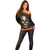 Metal Skull Off Shoulder Sweater Infernal Chains in Fiery Abyss - Wonder Print Shop