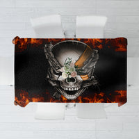 Black skull and chain tablecloth with flames, rectangular design
