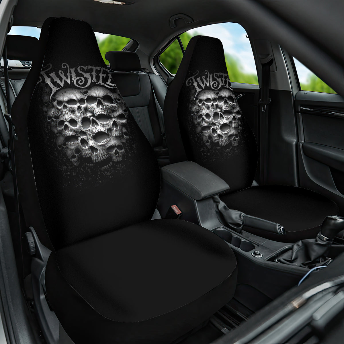 Skull Car Seat Cover Twisted Head Skull - Wonder Print Shop