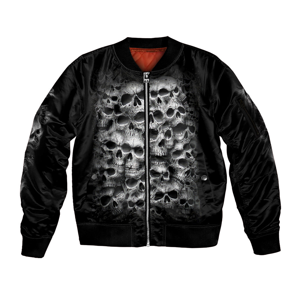 Skull Sleeve Zip Bomber Jacket Twisted Head Skull DT01