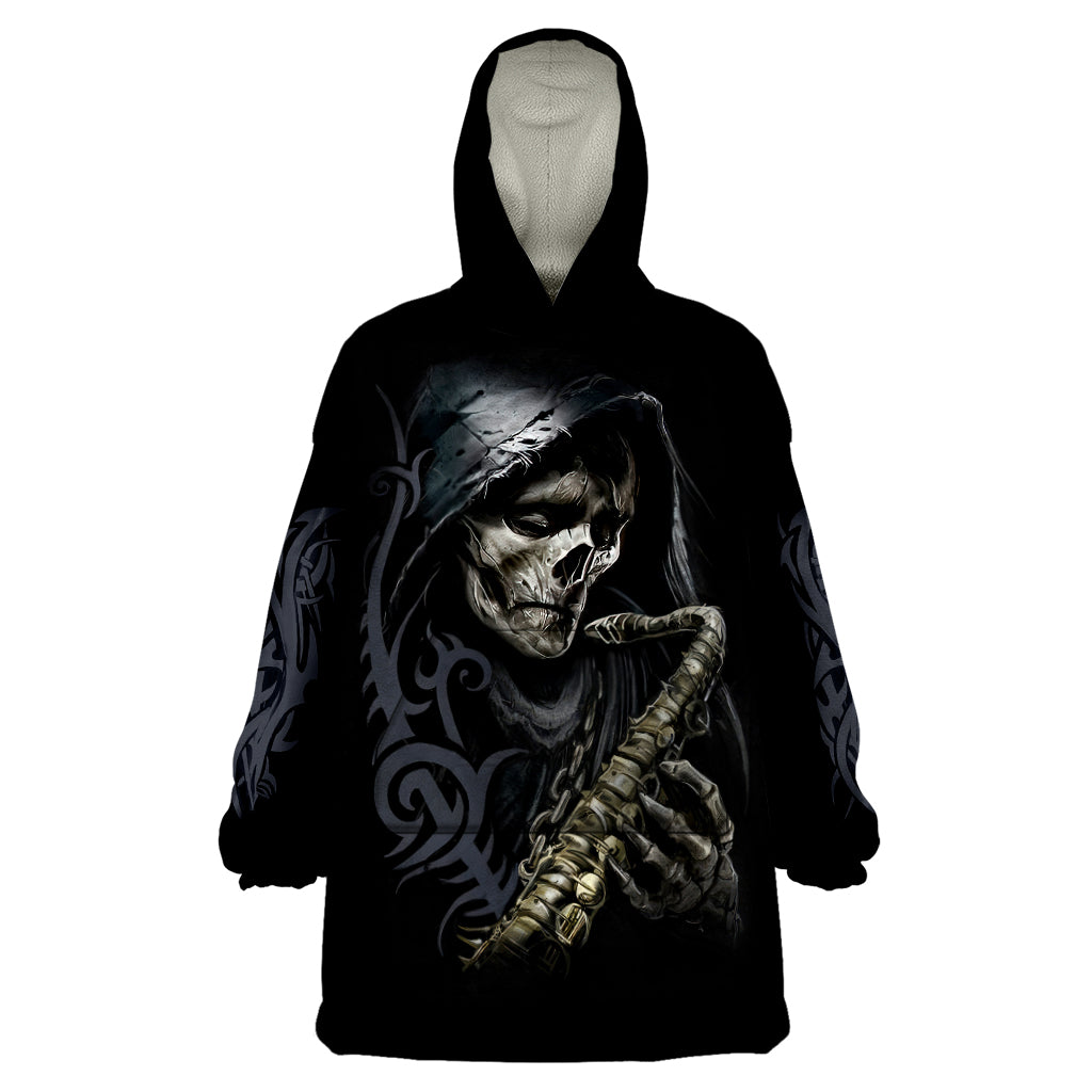 Skull Wearable Blanket Hoodie Musician Of Death DT01