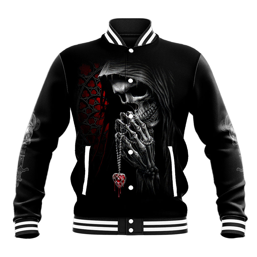 Skull Baseball Jacket Death Angel In Love - Wonder Print Shop