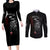 Skull Couples Matching Long Sleeve Bodycon Dress and Long Sleeve Button Shirts Death Angel In Love - Wonder Print Shop