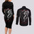 Skull Couples Matching Long Sleeve Bodycon Dress and Long Sleeve Button Shirts Death Angel In Love - Wonder Print Shop