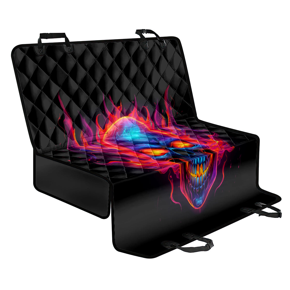 Skull Back Car Seat Cover Purple Skull Fire - Wonder Print Shop