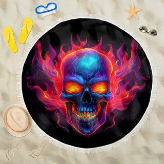 Skull Beach Blanket Purple Skull Fire DT01 - One Size / 150cm / Black