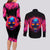 Skull Couples Matching Long Sleeve Bodycon Dress and Long Sleeve Button Shirts Purple Skull Fire - Wonder Print Shop