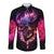 Skull Long Sleeve Button Shirt Purple Skull Fire - Wonder Print Shop