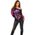 Skull Off Shoulder Sweater Purple Skull Fire - Wonder Print Shop