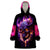 Skull Wearable Blanket Hoodie Purple Skull Fire DT01