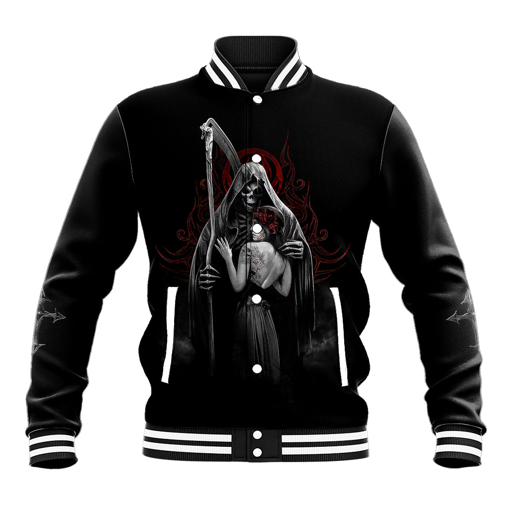 Skull Baseball Jacket Death Angel And Da de Muertos Girl - Wonder Print Shop