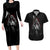 Skull Couples Matching Long Sleeve Bodycon Dress and Hawaiian Shirt Death Angel And Da de Muertos Girl - Wonder Print Shop