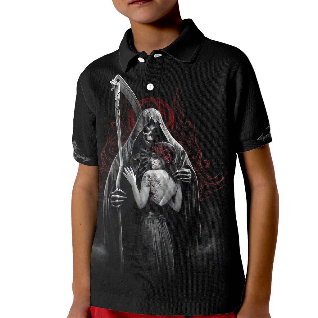 Skull Kid Polo Shirt Death Angel And Da de Muertos Girl - Wonder Print Shop