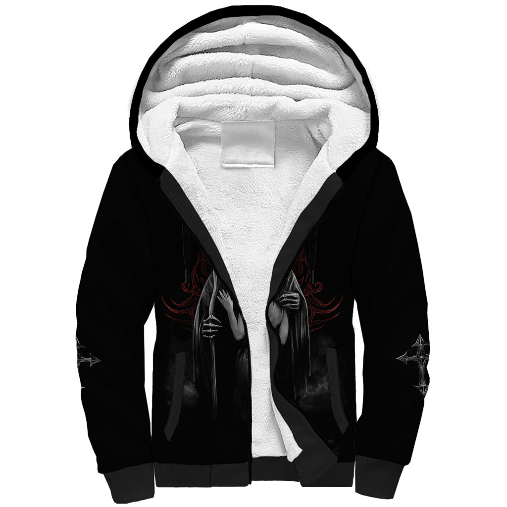 Skull Sherpa Hoodie Death Angel And Da de Muertos Girl DT01