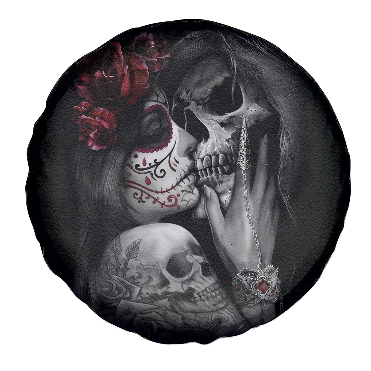 Skull Spare Tire Cover Death Angel And Da de Muertos Girl - Wonder Print Shop