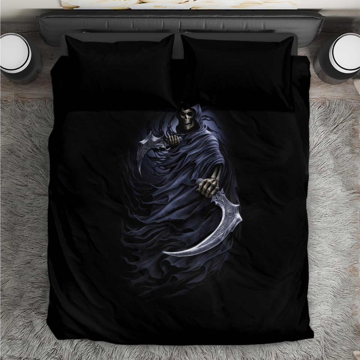 Skull Bedding Set Purple Death Reaper - Wonder Print Shop