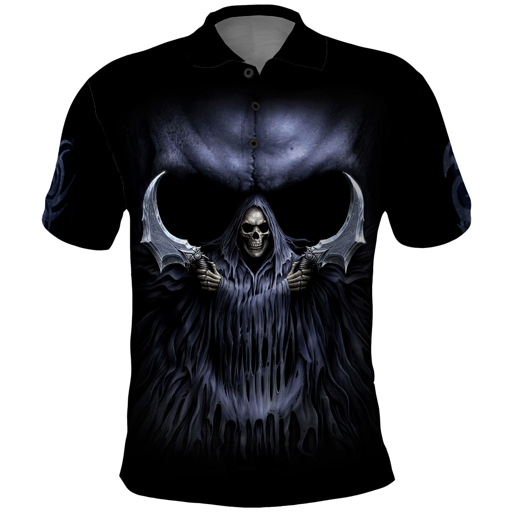 Skull Polo Shirt Purple Death Reaper - Wonder Print Shop