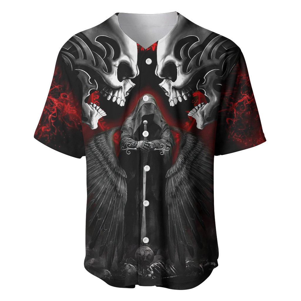 Skull Baseball Jersey Double Skull And Death Angel - Wonder Print Shop