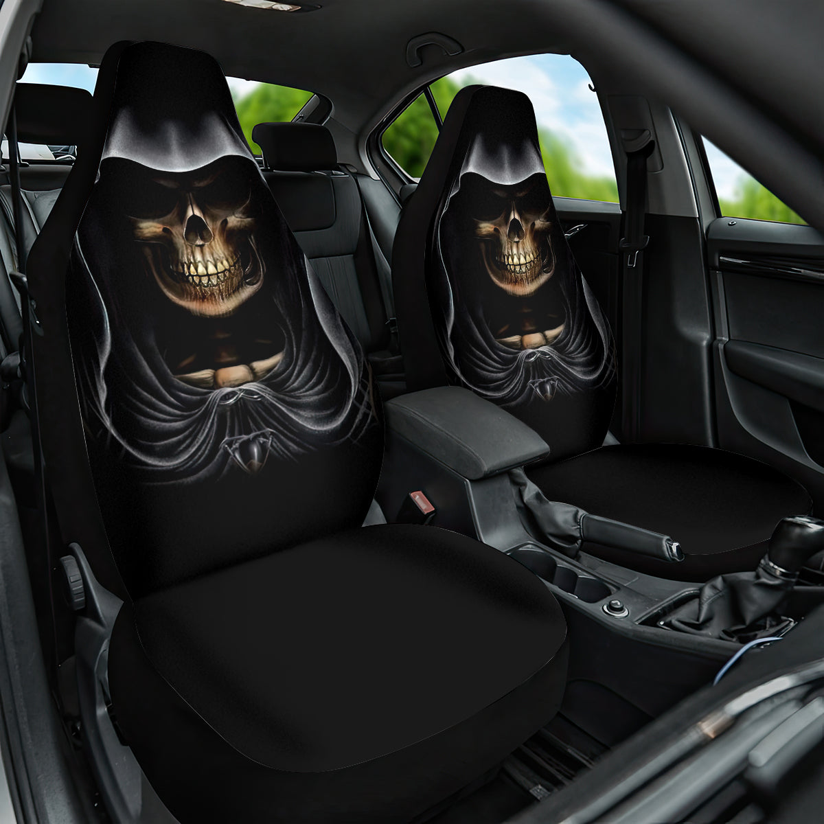 Skull Car Seat Cover Double Skull And Death Angel - Wonder Print Shop