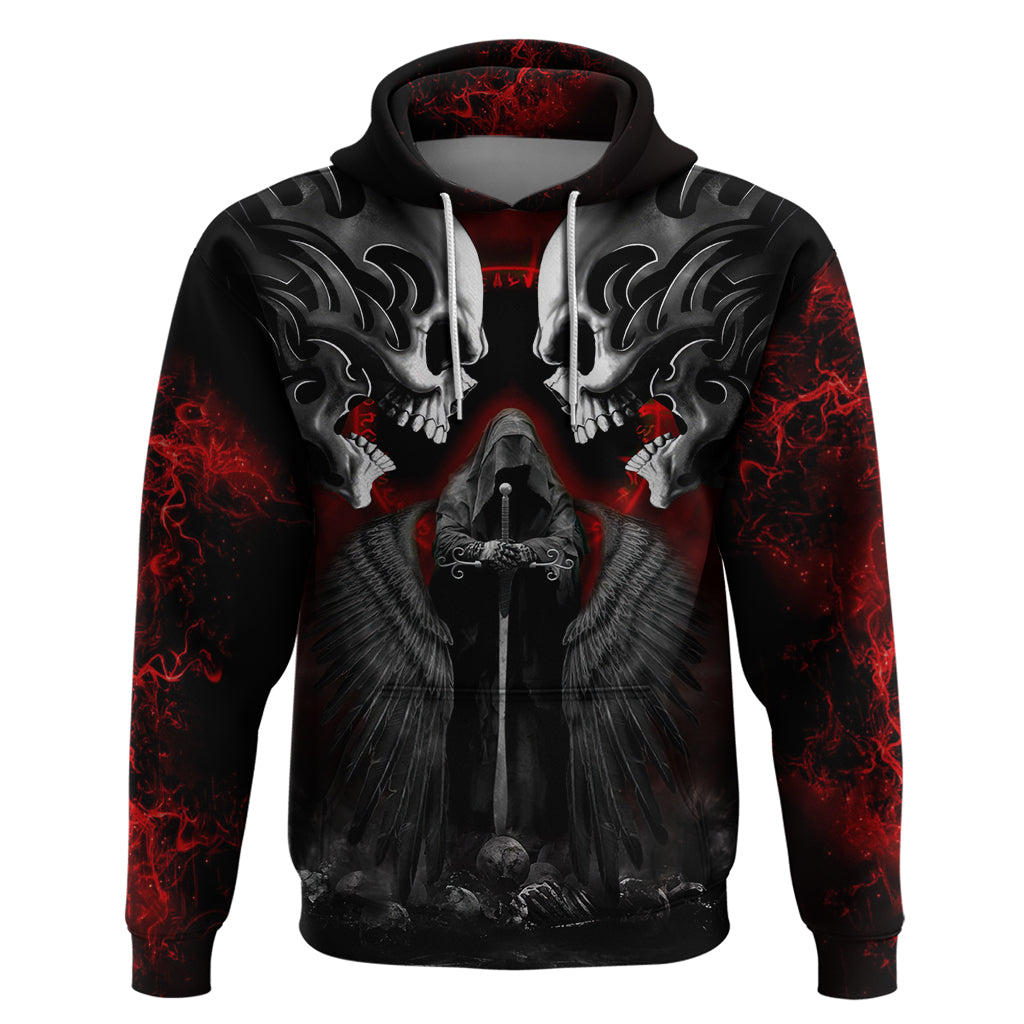 Skull Hoodie Double Skull And Death Angel - Wonder Print Shop