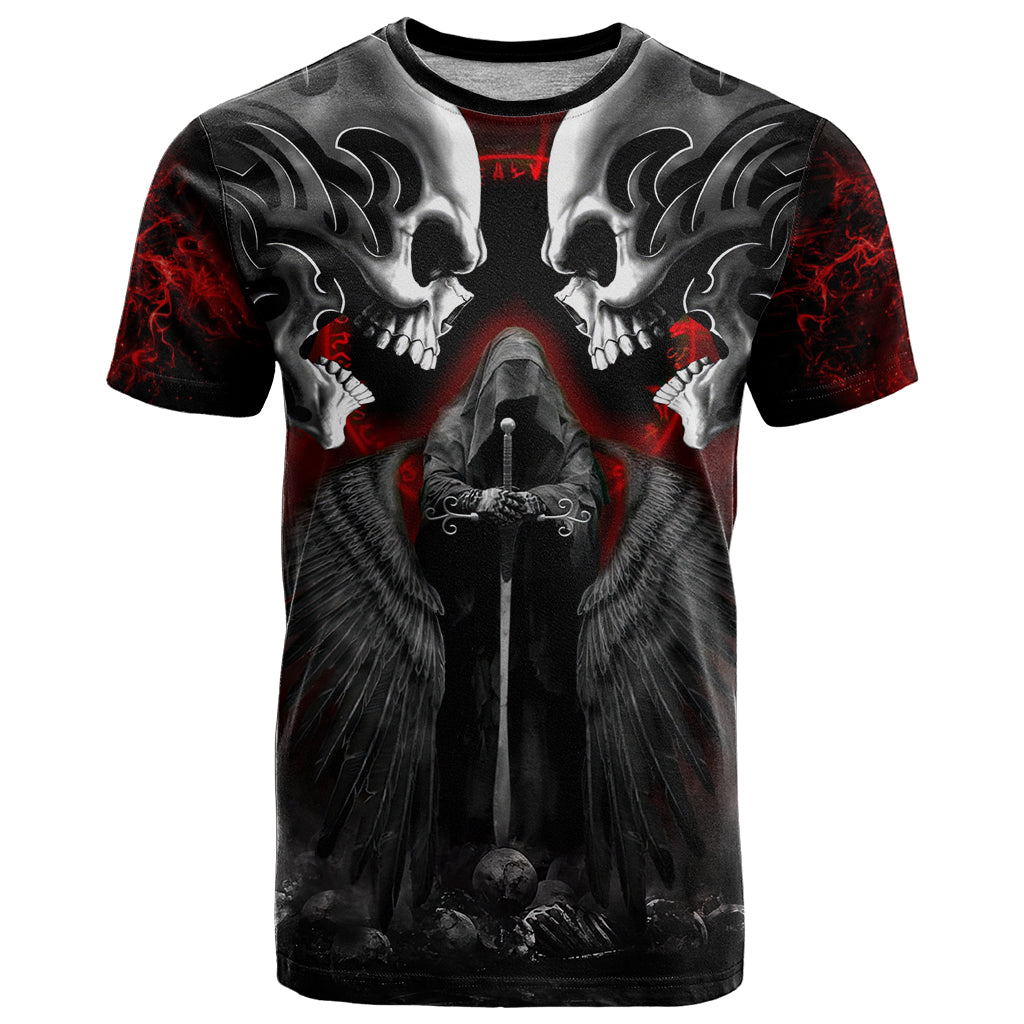 Skull T Shirt Double Skull And Death Angel DT01