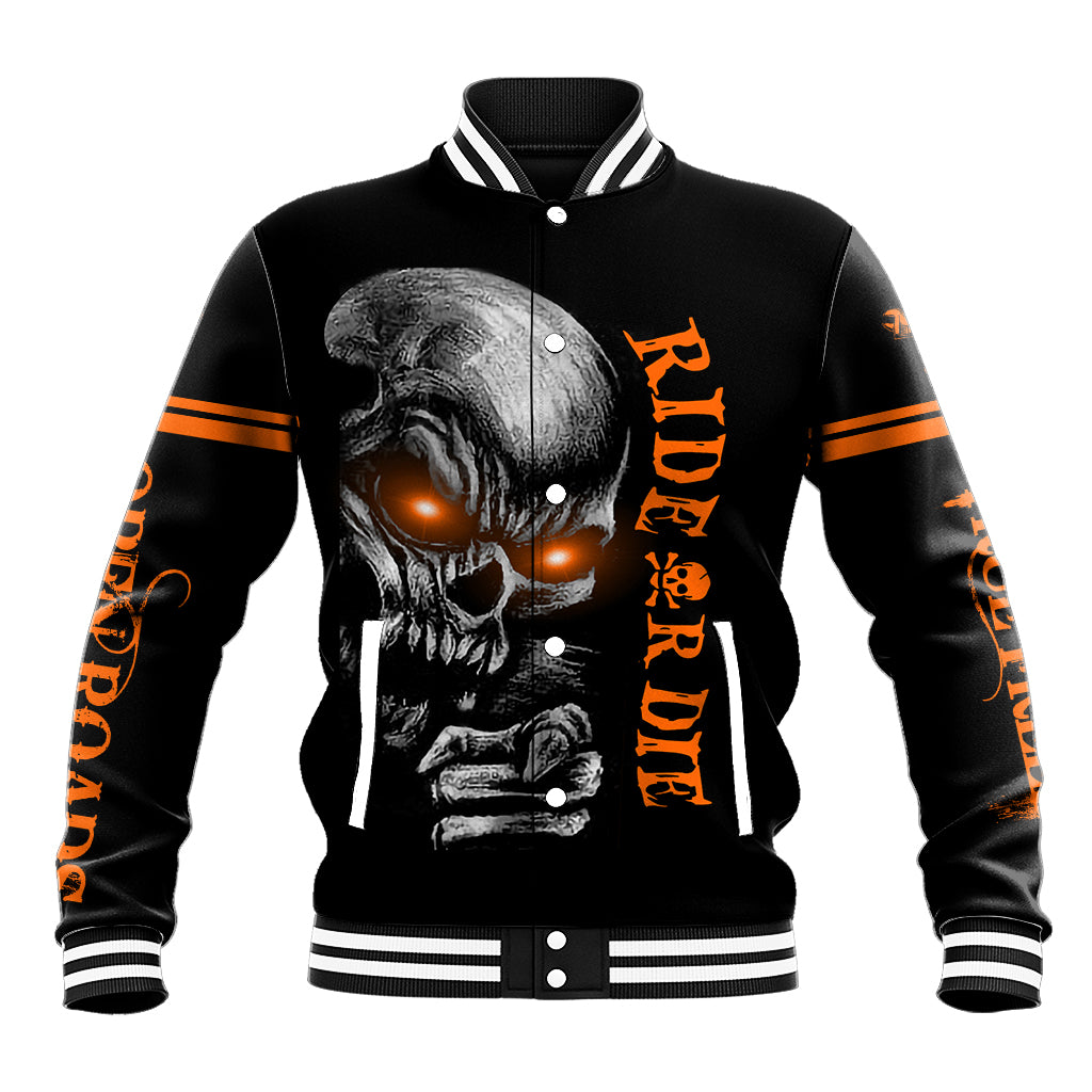 Skull Baseball Jacket Ride Or Die - Wonder Print Shop