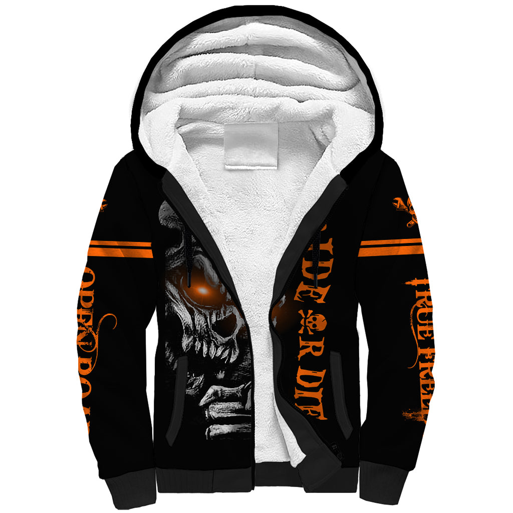 Skull Sherpa Hoodie Ride Or Die DT01