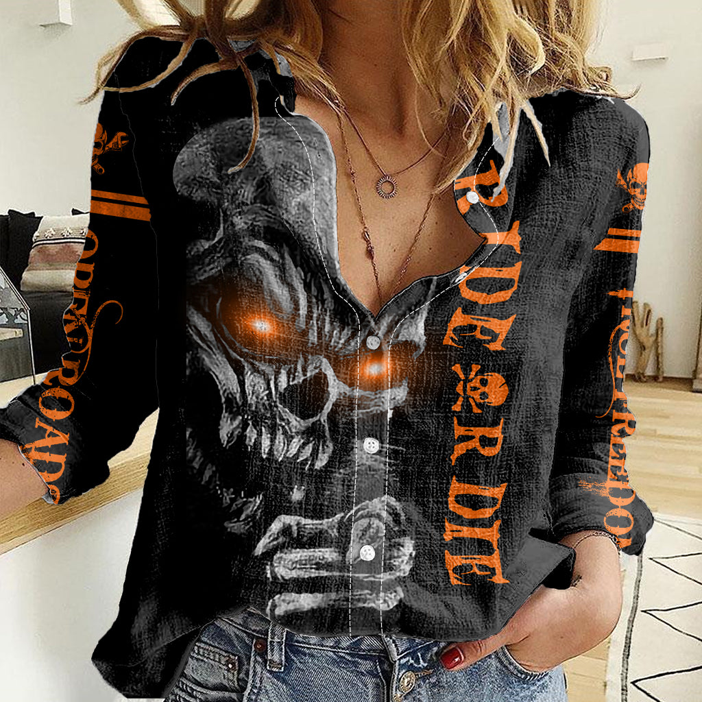 Skull Women Casual Shirt Ride Or Die DT01