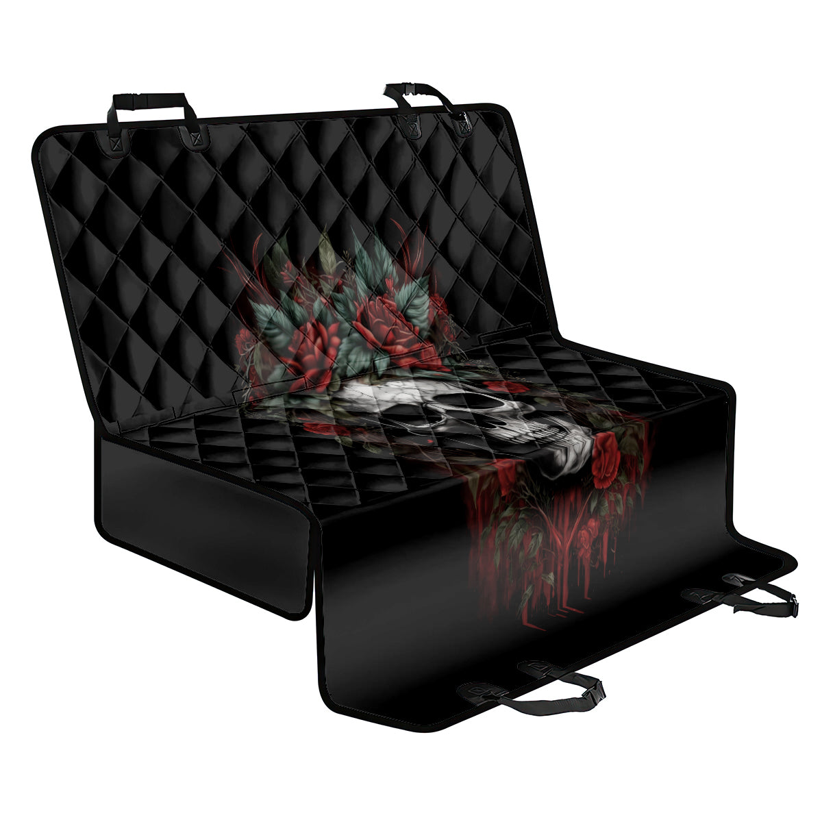 Skull Back Car Seat Cover Red Rose - Wonder Print Shop