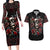 Skull Couples Matching Long Sleeve Bodycon Dress and Hawaiian Shirt Red Rose - Wonder Print Shop