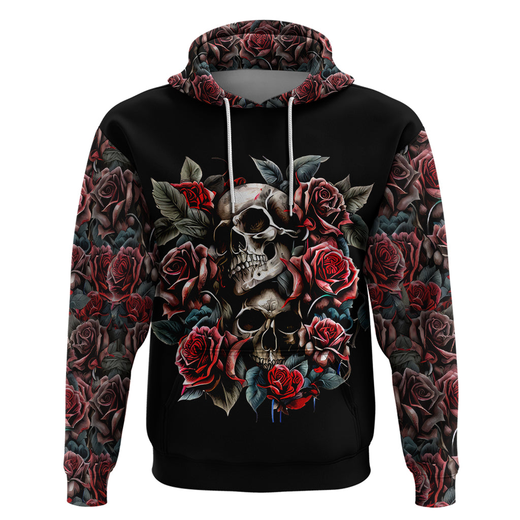 Skull Hoodie Red Rose - Wonder Print Shop