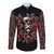 Skull Long Sleeve Button Shirt Red Rose - Wonder Print Shop